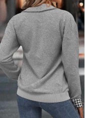 Plaid Tummy Coverage Light Grey Long Sleeve Sweatshirt