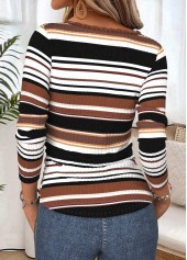 Striped Tummy Coverage Multi Color Long Sleeve T Shirt