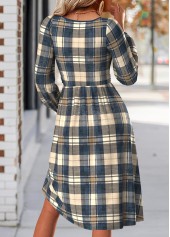 Plaid Tummy Coverage Multi Color Long Sleeve Dress