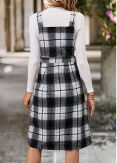 Plaid Tummy Coverage Black Sleeveless Tank Dress