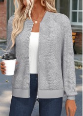 Tummy Coverage Light Grey Marl Long Sleeve Track Jacket