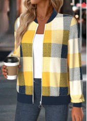 Plaid Tummy Coverage Multi Color Long Sleeve Jacket