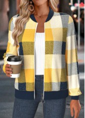 Plaid Tummy Coverage Multi Color Long Sleeve Jacket