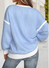 Tummy Coverage Light Blue Long Sleeve Round Neck Sweatshirt