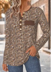 Tummy Coverage Dark Coffee Long Sleeve T Shirt