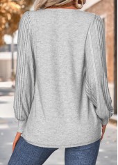 Tuck Stitch Light Grey Marl Long Sleeve T Shirt