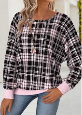 Plaid Tummy Coverage Light Pink Long Sleeve T Shirt