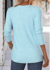 Plaid Tummy Coverage Light Blue Long Sleeve T Shirt