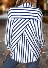 Striped Tummy Coverage Navy Long Sleeve Shirt