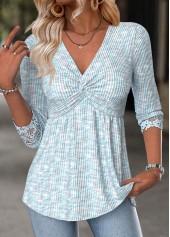 Tummy Coverage Light Blue Long Sleeve T Shirt