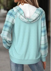 Plaid Tummy Coverage Mint Green Long Sleeve Hoodie