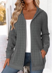 Tummy Coverage Dark Grey Long Sleeve Hooded Coat