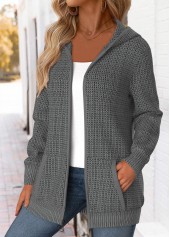 Tummy Coverage Dark Grey Long Sleeve Hooded Coat