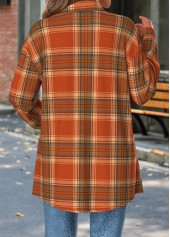 Plaid Tummy Coverage Orange Long Sleeve Shirt