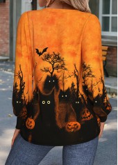 Halloween Tuck Stitch Orange Long Sleeve T Shirt