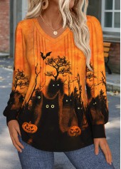 Halloween Tuck Stitch Orange Long Sleeve T Shirt