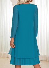Tummy Coverage Turquoise Long Sleeve Dress and Cardigan