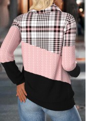 Plaid Tummy Coverage Light Pink Long Sleeve Sweatshirt