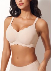 Skin Color V Neck Adjustable Bra