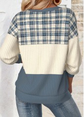 Plaid Tummy Coverage Multi Color Long Sleeve Sweatshirt