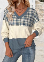 Plaid Tummy Coverage Multi Color Long Sleeve Sweatshirt