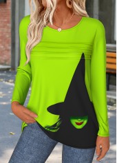 Halloween Tummy Coverage Neon Green Long Sleeve T Shirt