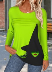 Halloween Tummy Coverage Neon Green Long Sleeve T Shirt