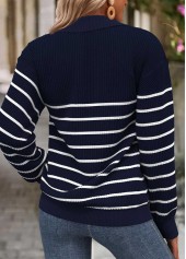 Striped Tummy Coverage Navy Long Sleeve Sweatshirt