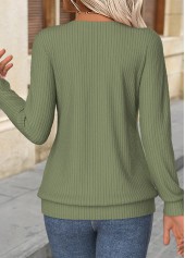Plaid Tummy Coverage Sage Green Long Sleeve T Shirt