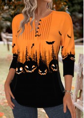 Halloween Tummy Coverage Orange Long Sleeve T Shirt