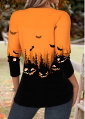 Halloween Tummy Coverage Orange Long Sleeve T Shirt