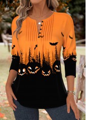 Halloween Tummy Coverage Orange Long Sleeve T Shirt