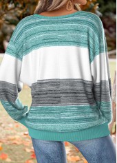 Striped Tummy Coverage Mint Green Long Sleeve T Shirt