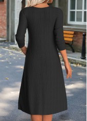 Plaid Fake 2in1 Black High Low Long Sleeve Dress