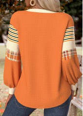 Halloween Pumpkin Print Tummy Coverage Neon Orange Sweatshirt