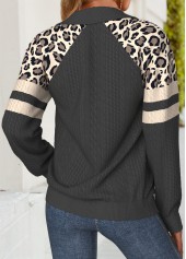 Leopard Tummy Coverage Dark Grey Long Sleeve Sweatshirt