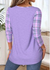 Halloween Pumpkin Print Tummy Coverage Light Purple T Shirt