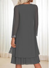 Tummy Coverage Dark Grey Long Sleeve Dress and Cardigan