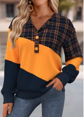 Plaid Tummy Coverage Multi Color Long Sleeve Sweatshirt