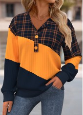 Plaid Tummy Coverage Multi Color Long Sleeve Sweatshirt