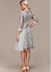 Tummy Coverage Light Grey 3/4 Sleeve Round Neck Dress