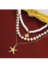 White Color Shell Alloy Detail Necklace