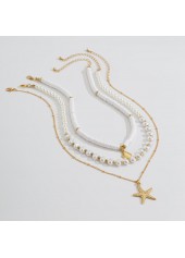 White Color Shell Alloy Detail Necklace