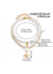White Color Shell Alloy Detail Necklace