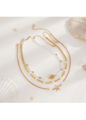 Golden Shell Pearl Alloy Beaded Necklace