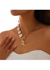 Golden Metal Shell Starfish Design Necklace