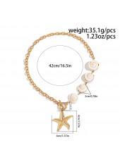 Golden Metal Shell Starfish Design Necklace