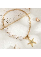 Golden Metal Shell Starfish Design Necklace
