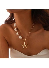 Golden Metal Shell Starfish Design Necklace