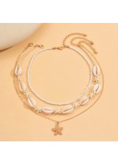Beige Color Shell Alloy Detail Necklace